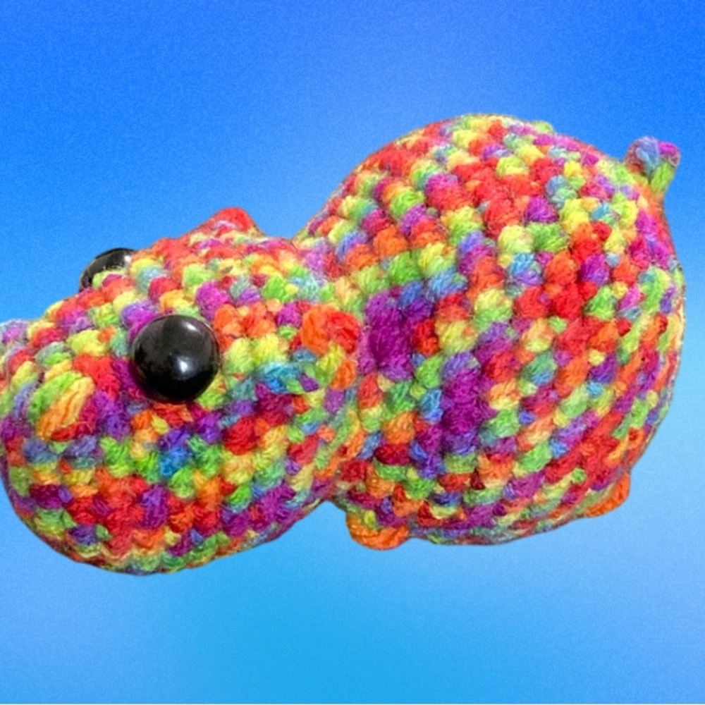 Hippo plush rainbow handmade crochet